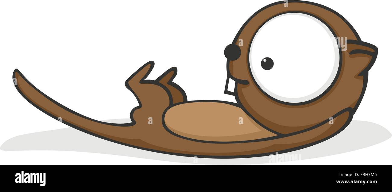 Nette und lustige Cartoon Otter mit großen Augen. Stock Vektor