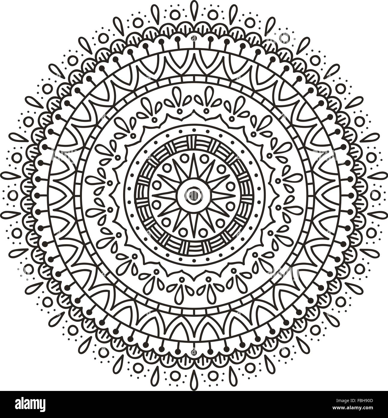 Detaillierten Handgezeichneten Doodle Mandala Stock Vektorgrafik Alamy