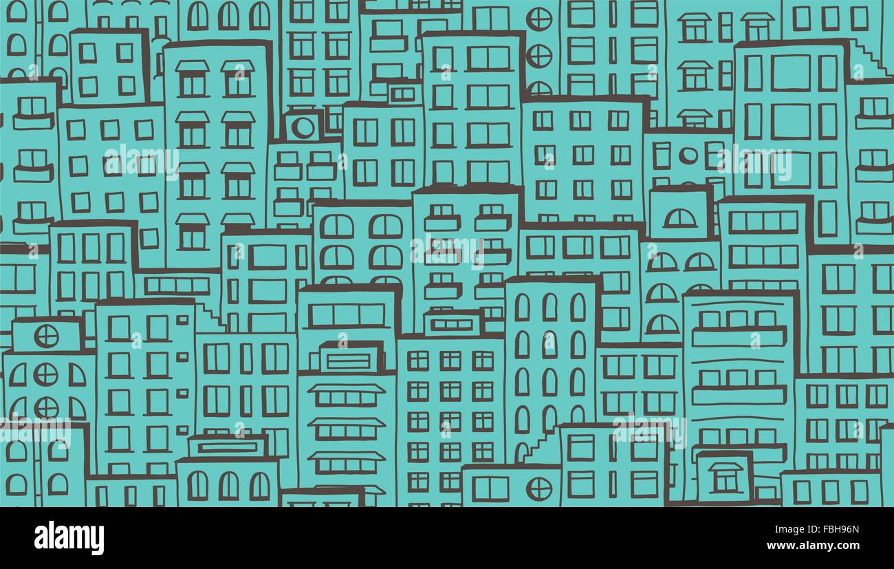 Städtischen Musterdesign Doodle Häuser Stock Vektor