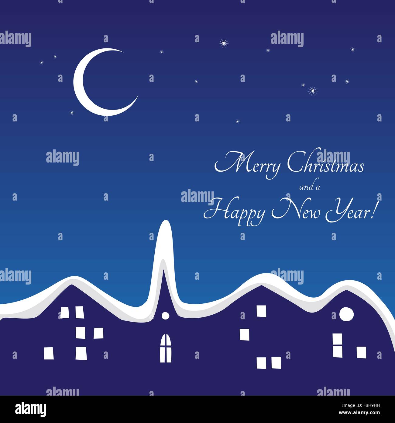Cartoon-Stadt am Winternacht Stock Vektor