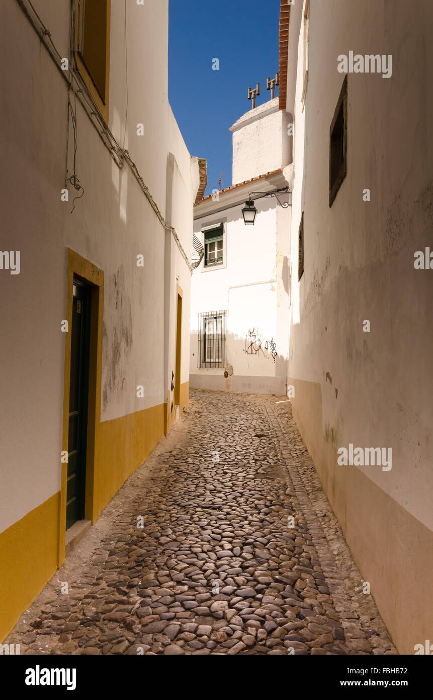 Streetview von der Stadt von Evora, UNESCO-Weltkulturerbe. Stockfoto