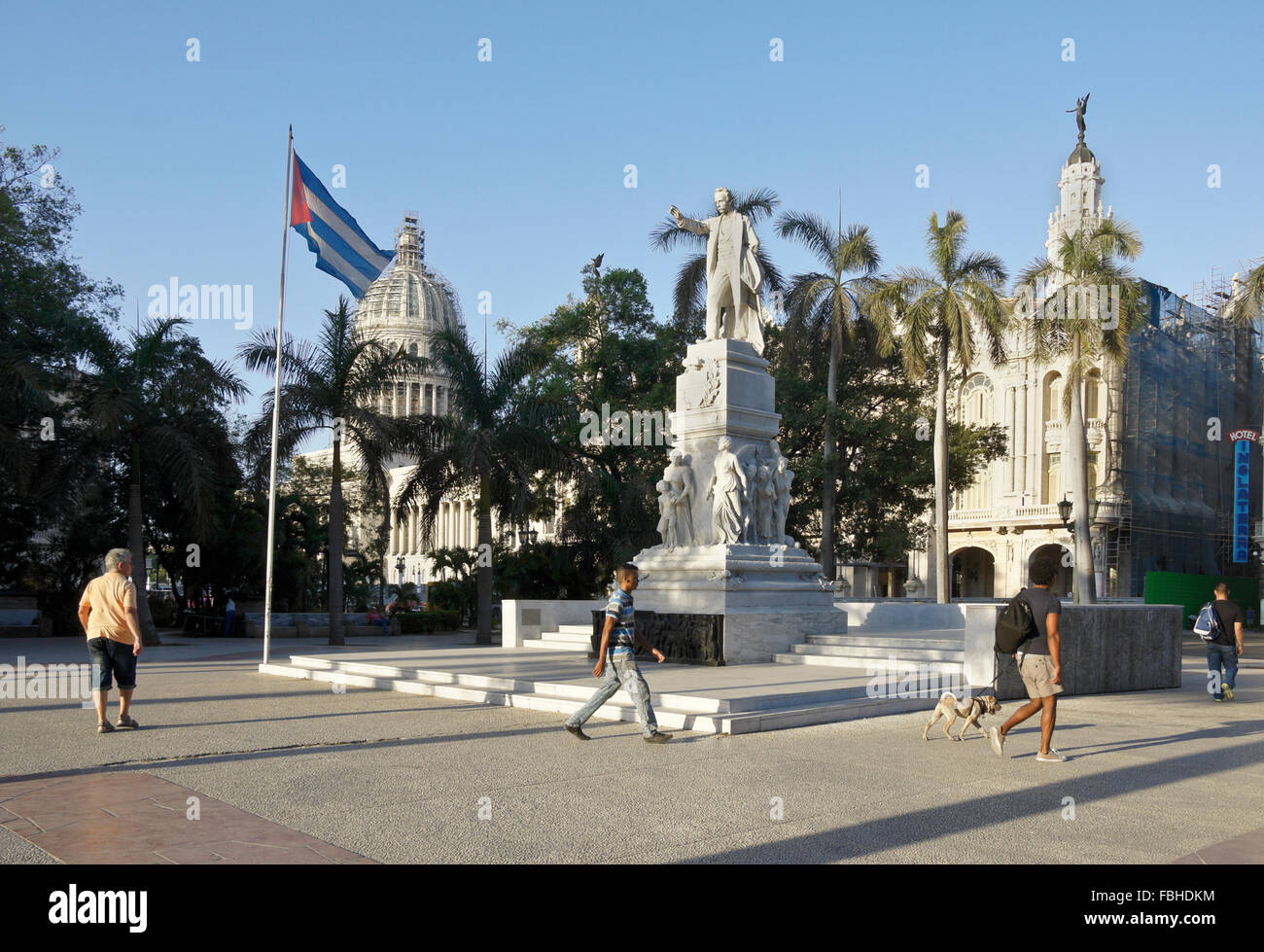 Kapitol, Statue von Jose Marti im Parque Central und Alicia Alonso Grand Theater von Havanna, Havanna, Kuba Stockfoto