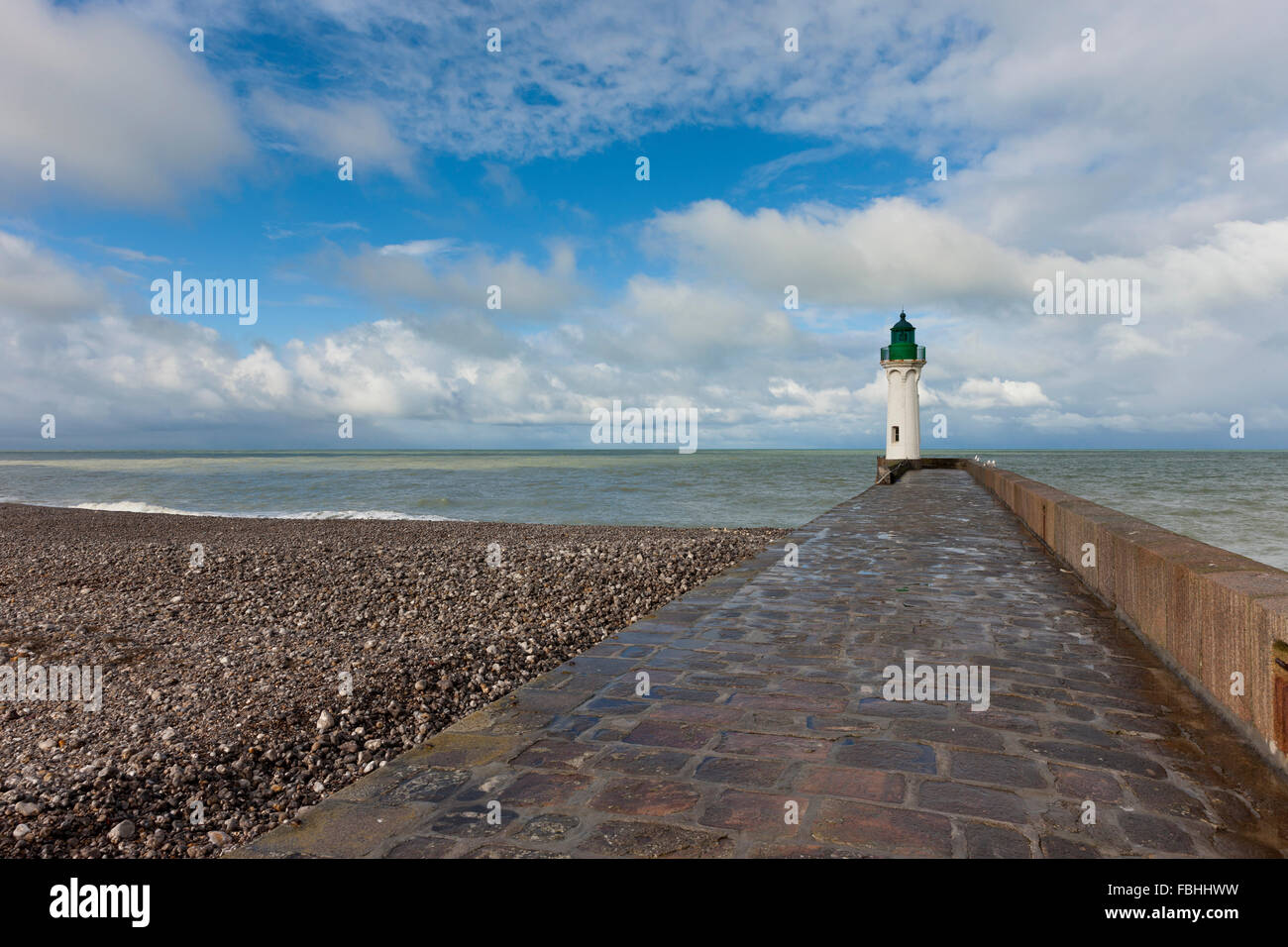 Leuchtturm, Saint-Valery-En-Caux, Alabaster Küste, Normandie Stockfoto