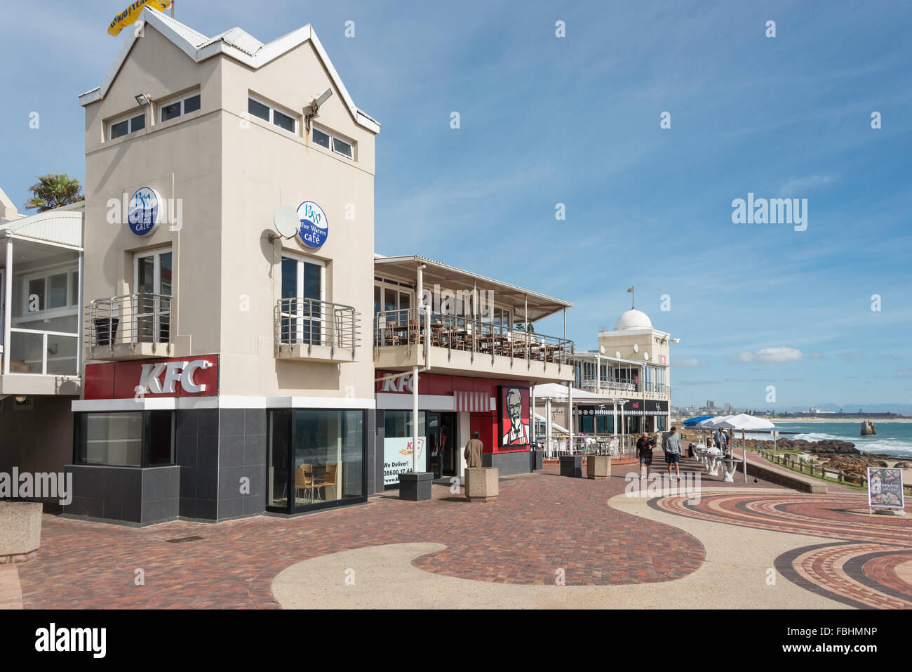 Blue Waters Cafe auf der Boardwalk, Port Elizabeth, Nelson Mandela Bay Municipality, Ostkap, Südafrika Stockfoto