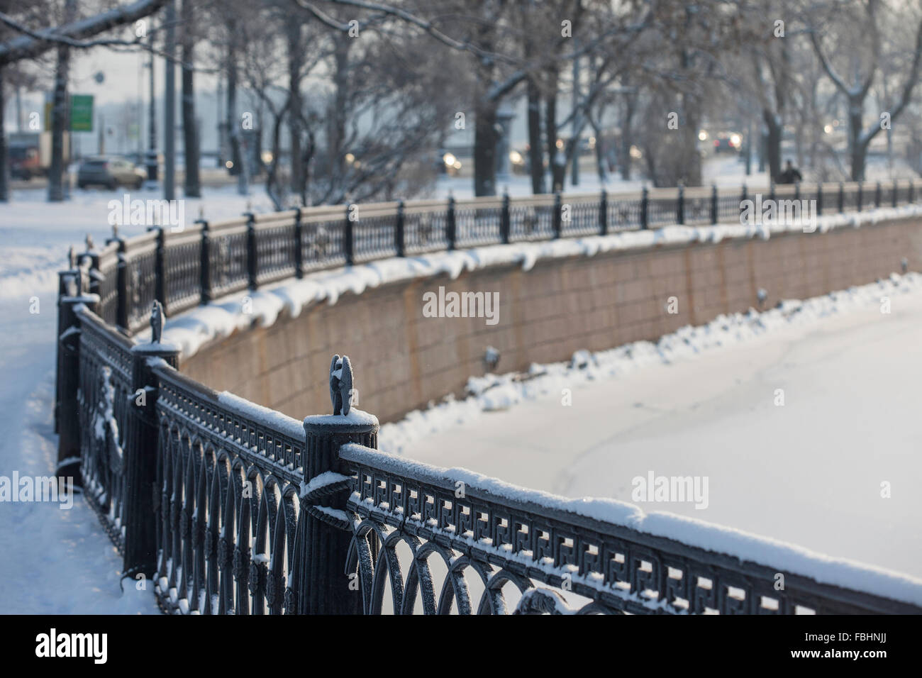 die Waterfront Peter und Paul-Festung, Sankt Petersburg, Russland, im winter Stockfoto