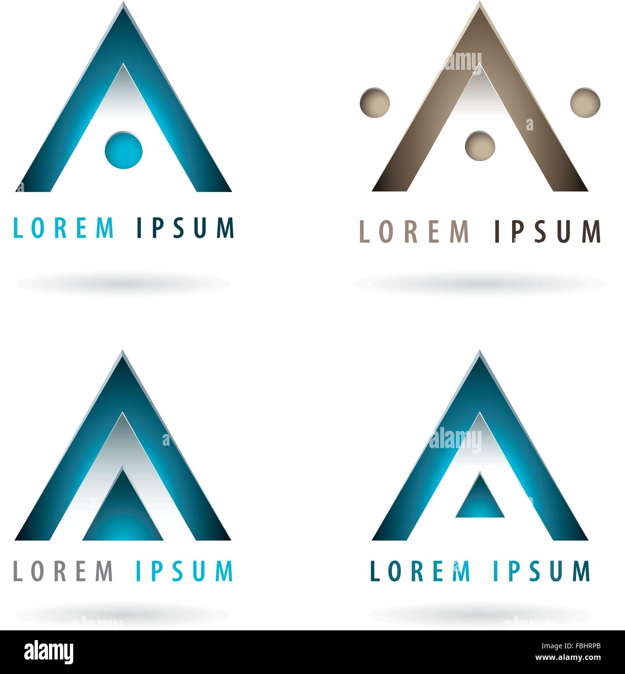 Satz von dynamischen Logos mit Pfeil oder Dreieck-Form Stock Vektor