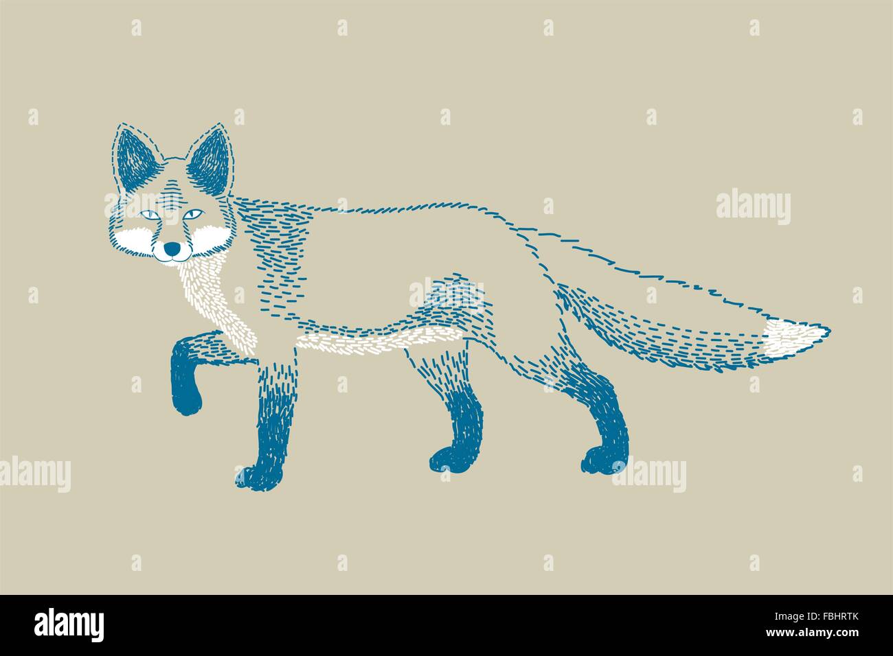 Monochromatische Fuchs zeichnen Stock Vektor
