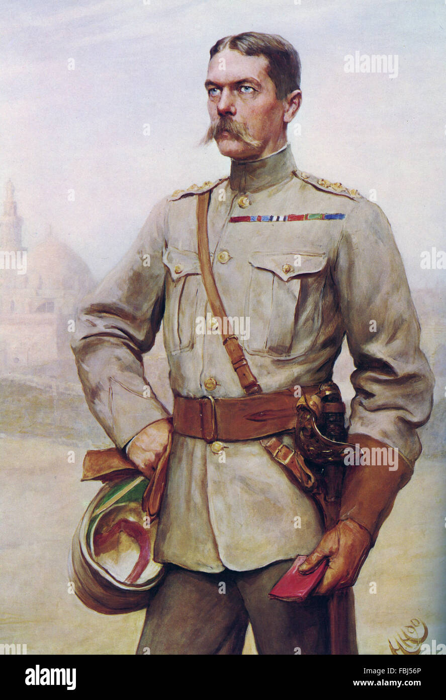 Britischer Offizier HERBERT KITCHENER (1850-1916) im Jahre 1890 von Hubert von Herkomer gemalt Stockfoto