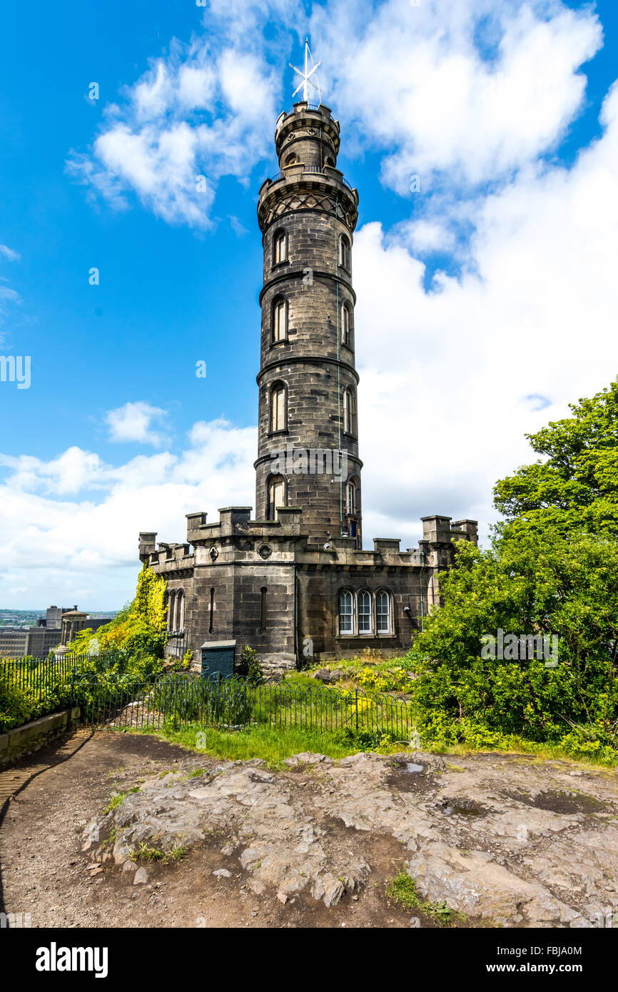 Nelson Denkmal auf Calton Hill Edinburgh Stockfoto