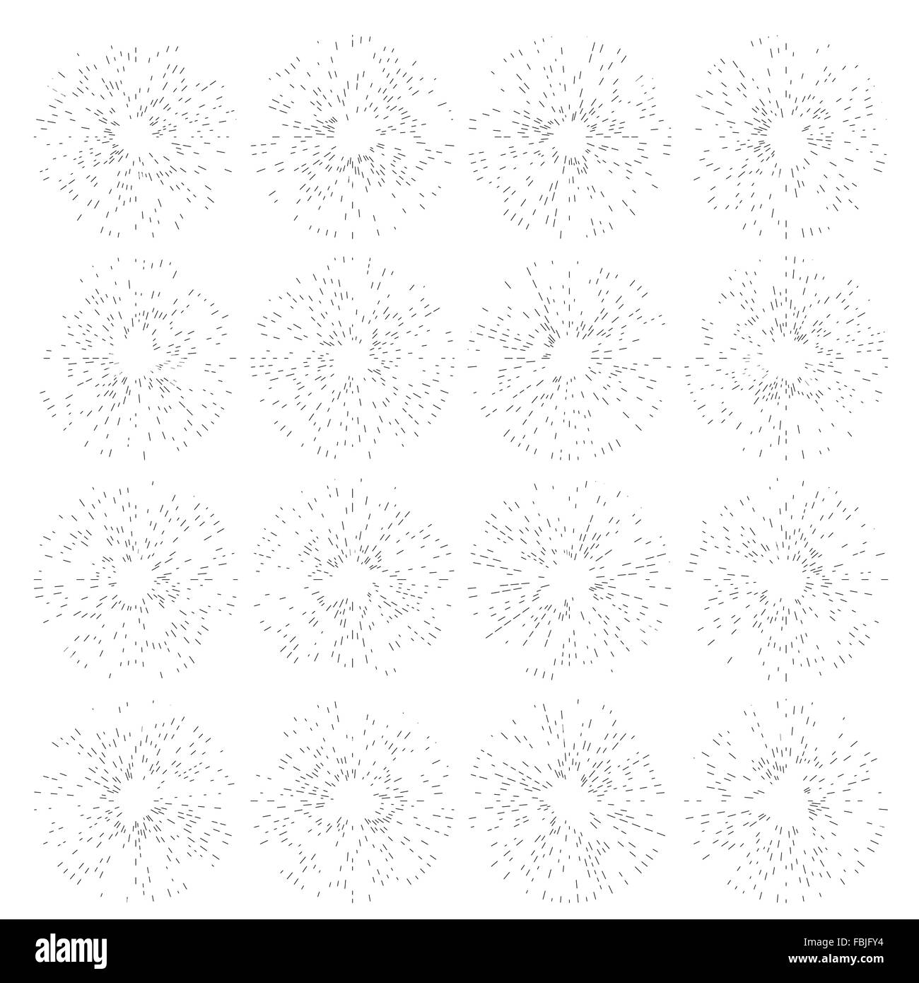Satz von Vintage handgezeichneten Sunbursts. EPS 10 Stock Vektor