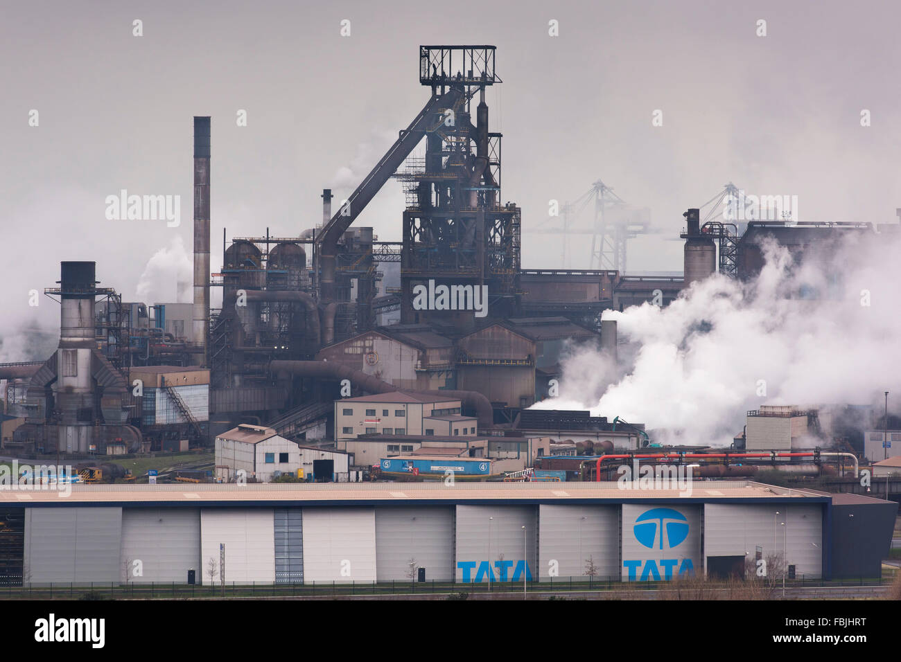 Tata Steel Stahlwerk in Port Talbot, South Wales. Stockfoto