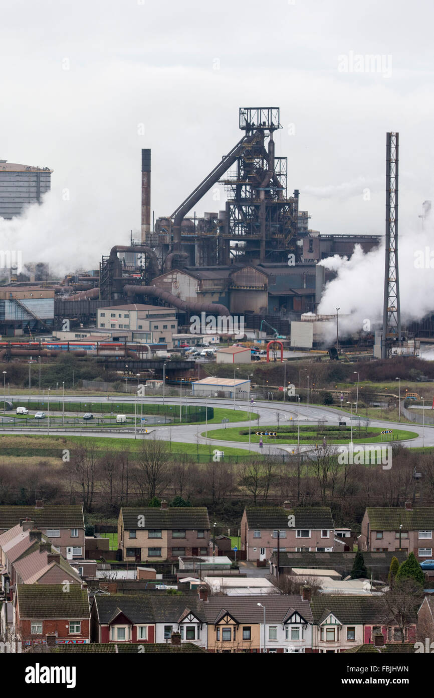 Tata Steel Stahlwerk in Port Talbot, South Wales. Stockfoto