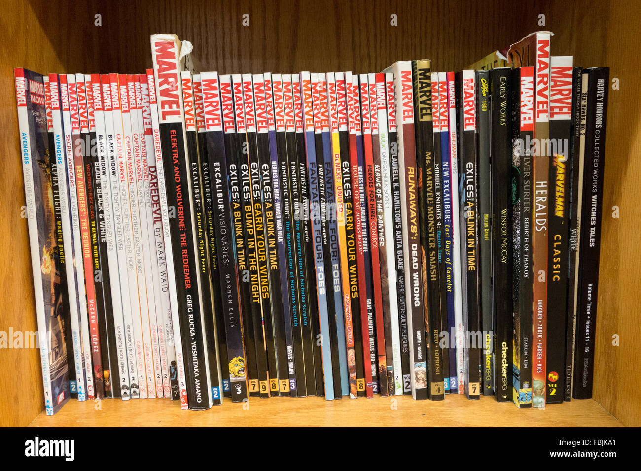 Marvel Comics Bücherregal Stockfoto