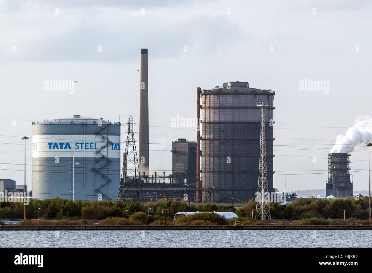 TATA Steel funktioniert, Pflanze Port Talbot, Wales, Vereinigtes Königreich. Das indische Unternehmen 750 Arbeitsplätze im Werk Port Talbot in Wales geschnitten. Stockfoto