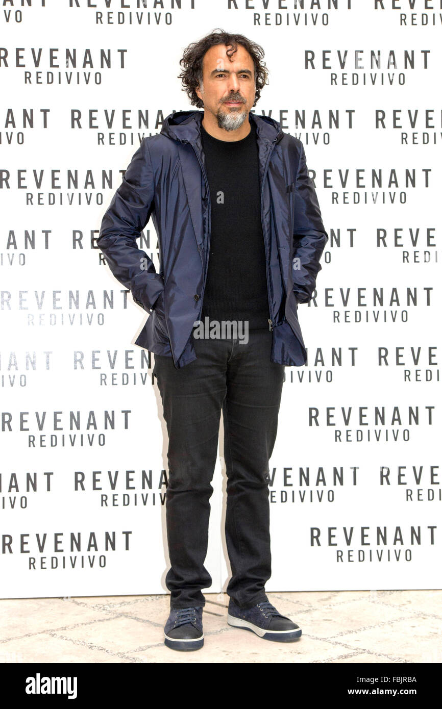 Alejandro Gonzalez Inarritu Beim Photocall Zum Kinofilm "Revenant - Redivivo / The Revenant - Der Rückkehrer" Im Hotel St. Regis. Rom, 16.01.2016 Stockfoto