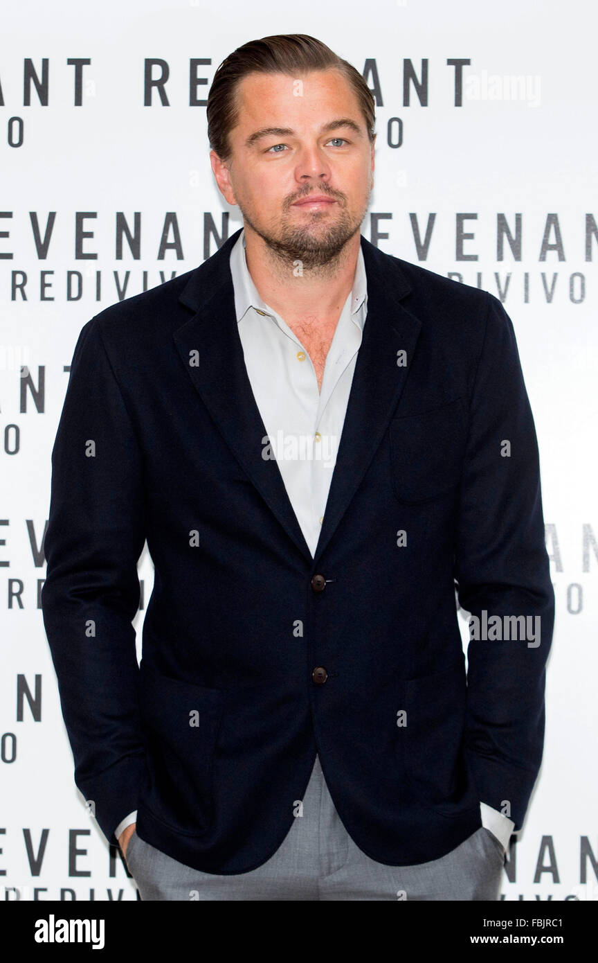 Leonardo DiCaprio Beim Photocall Zum Kinofilm "Revenant - Redivivo / The Revenant - Der Rückkehrer" Im Hotel St. Regis. Rom, 16.01.2016 Stockfoto