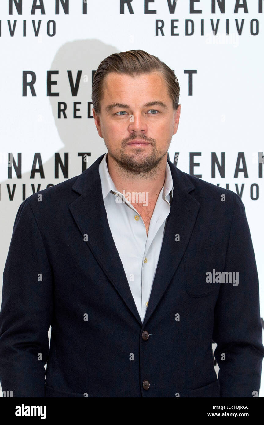 Leonardo DiCaprio Beim Photocall Zum Kinofilm "Revenant - Redivivo / The Revenant - Der Rückkehrer" Im Hotel St. Regis. Rom, 16.01.2016 Stockfoto