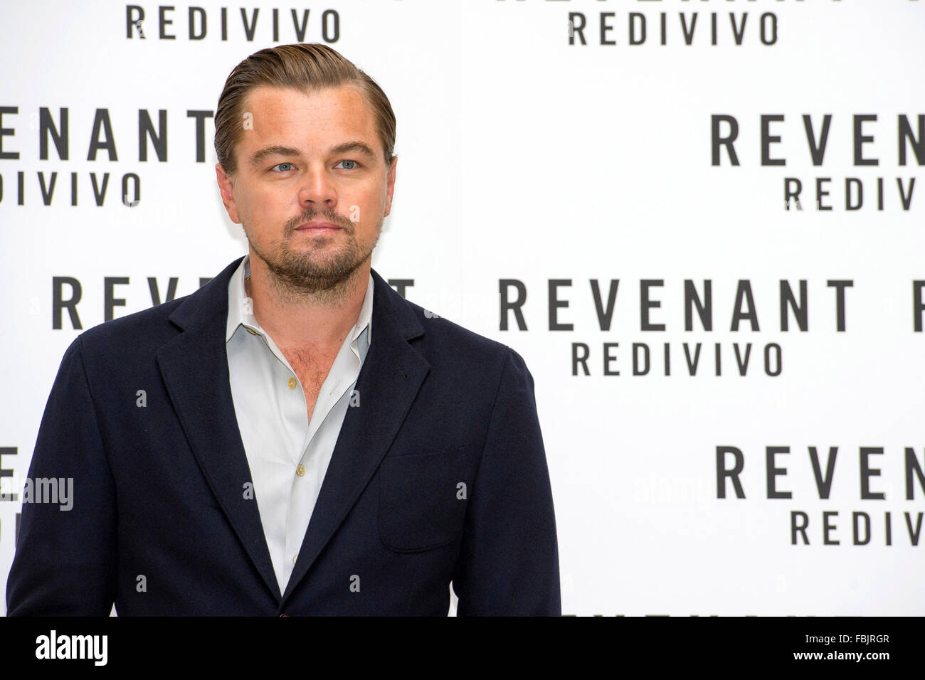 Leonardo DiCaprio Beim Photocall Zum Kinofilm "Revenant - Redivivo / The Revenant - Der Rückkehrer" Im Hotel St. Regis. Rom, 16.01.2016 Stockfoto