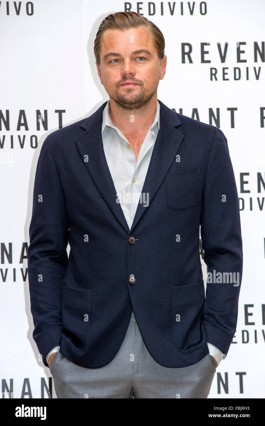 Leonardo DiCaprio Beim Photocall Zum Kinofilm "Revenant - Redivivo / The Revenant - Der Rückkehrer" Im Hotel St. Regis. Rom, 16.01.2016 Stockfoto