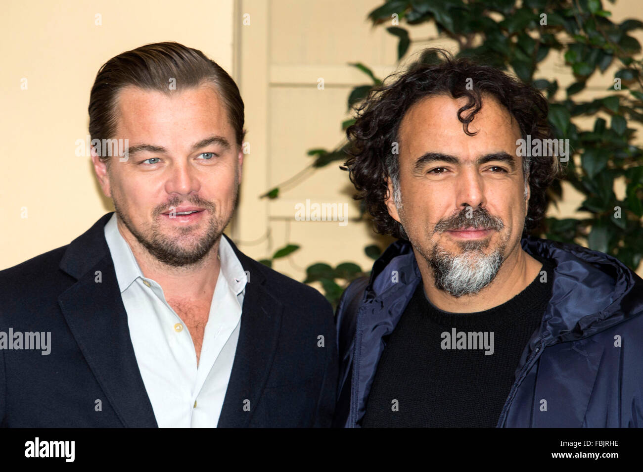 Leonardo DiCaprio Und Alejandro Gonzalez Inarritu Beim Photocall Zum Kinofilm "Revenant - Redivivo / The Revenant - Der Rückkehrer" Im Hotel St. Regis. Rom, 16.01.2016 Stockfoto