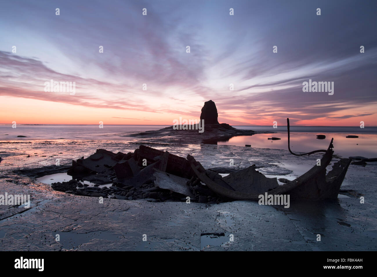 Admiral Von Tromp Schiffswrack in Slatwick Bay, North Yorkshire, in der Nähe von Whitby Stockfoto
