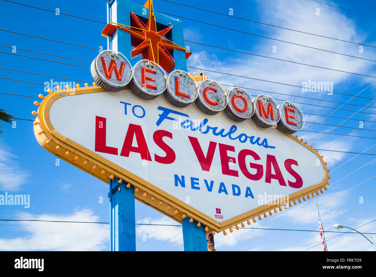 Willkommen Sie bei fabulous Las Vegas Sign Stockfoto