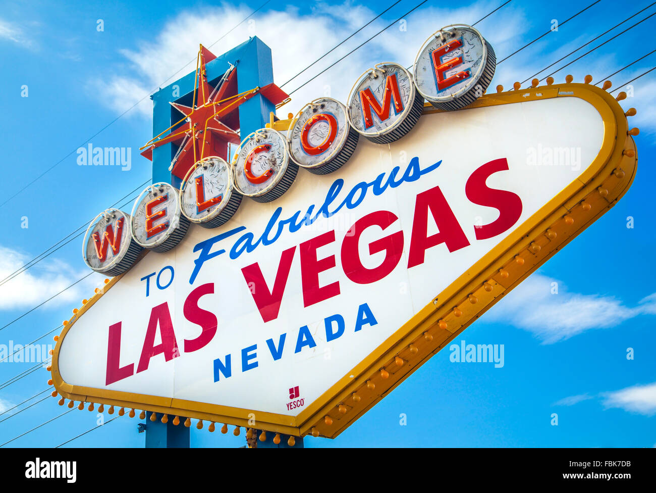 Berühmten "Willkommen in fabelhaften Las Vegas, Schild, auf dem Strip. Stockfoto