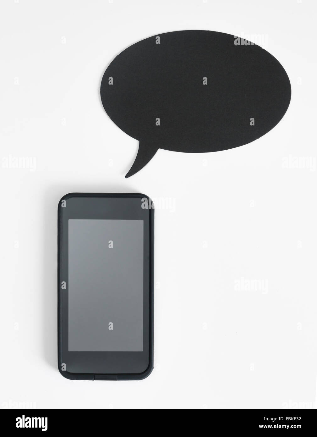 Smartphone und Rede Blase mit Exemplar Stockfoto