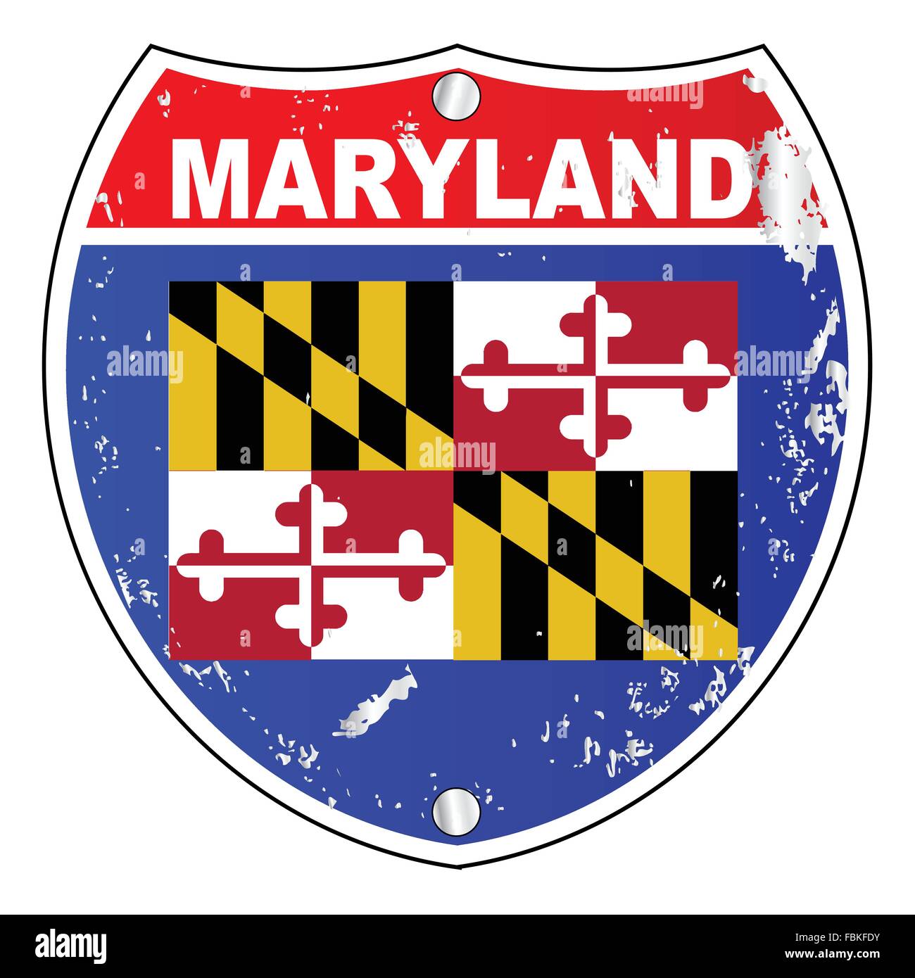 Maryland-Flaggen-Icons als interstate Zeichen auf einem weißen Hintergrund Stock Vektor