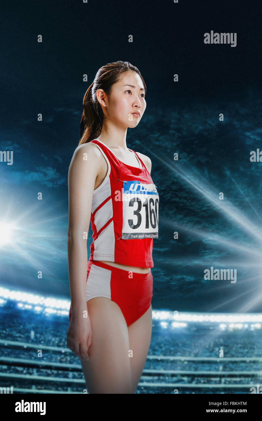 Japanische Frauen Hochsprung Athlet Stockfoto