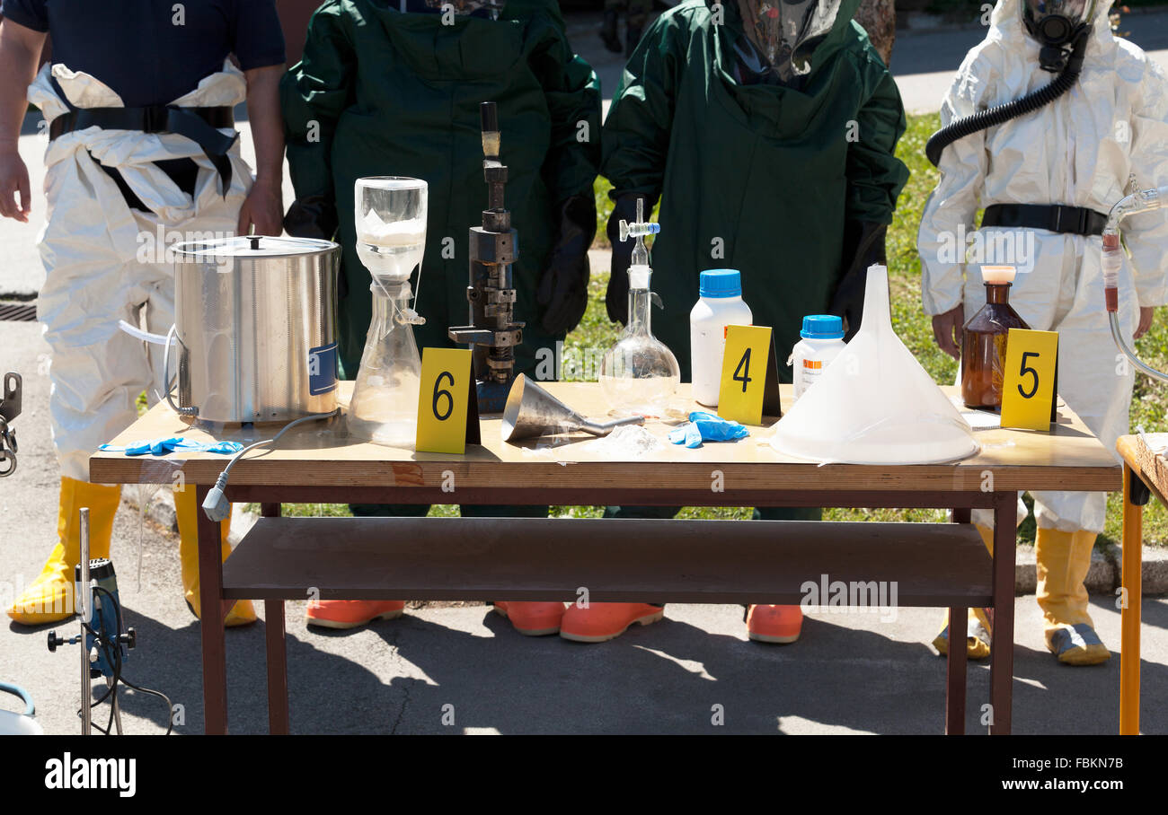 Illegal Methamphetamin home Labor. Heimliche Chemie. Stockfoto
