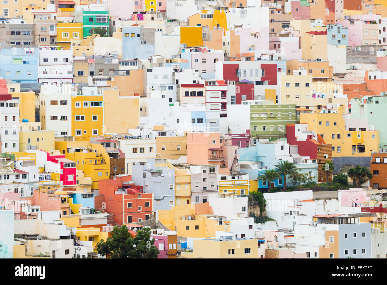 Bunte Häuser in Las Palmas, der Hauptstadt von Gran Canaria, Kanarische Inseln, Spanien Stockfoto