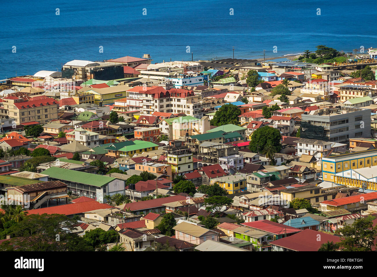 Erhöhten Blick auf Stadt Roseau Dominica West Indies Stockfoto