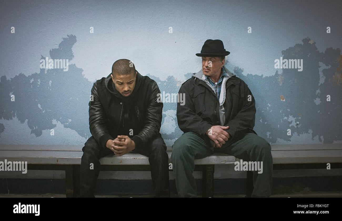 CREED 2015 Warner Bros/MGM-Film mit Michael B Jordan auf der linken Seite und Sylvester Stallone Stockfoto