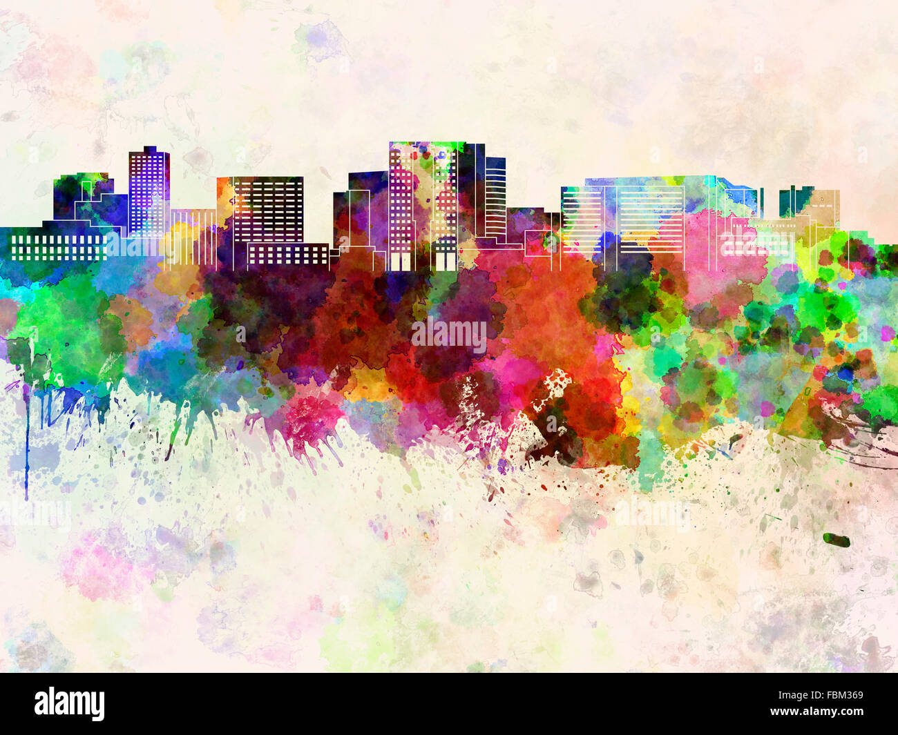 Cambridge MA Skyline in Aquarell Hintergrund Stockfoto