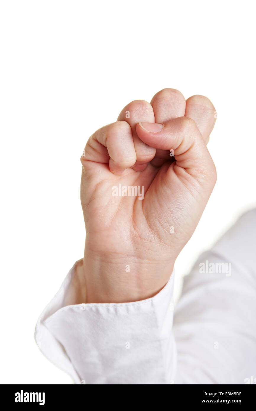 Fünf Finger, isoliert auf weiss Faust geballt Stockfoto