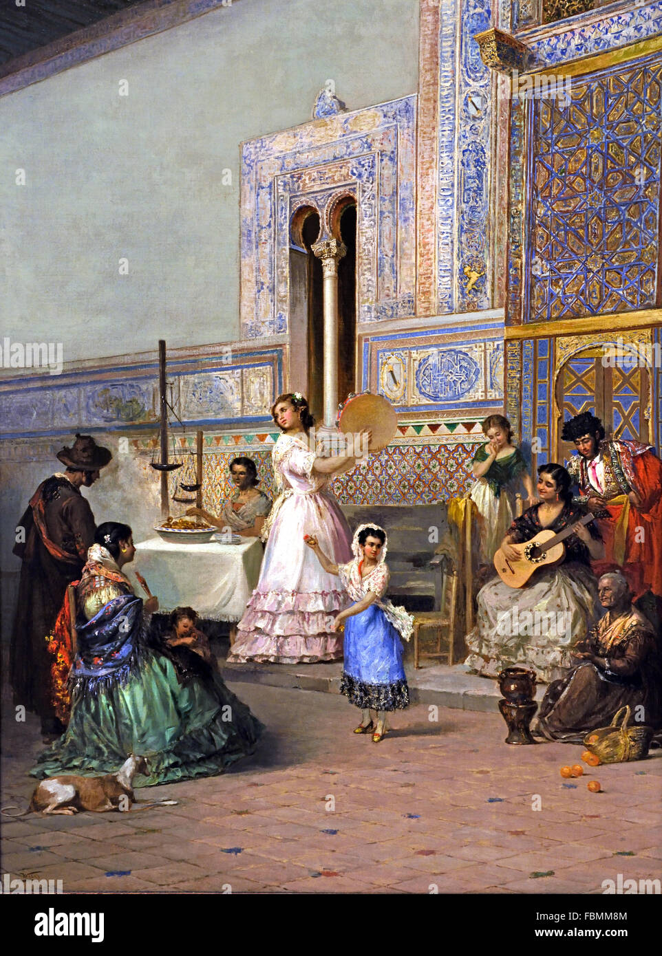 Genre-Szene an der Alcázar von Sevilla 1872 Manuel Wssel de Guimbarda spanischen Andalusien Stockfoto