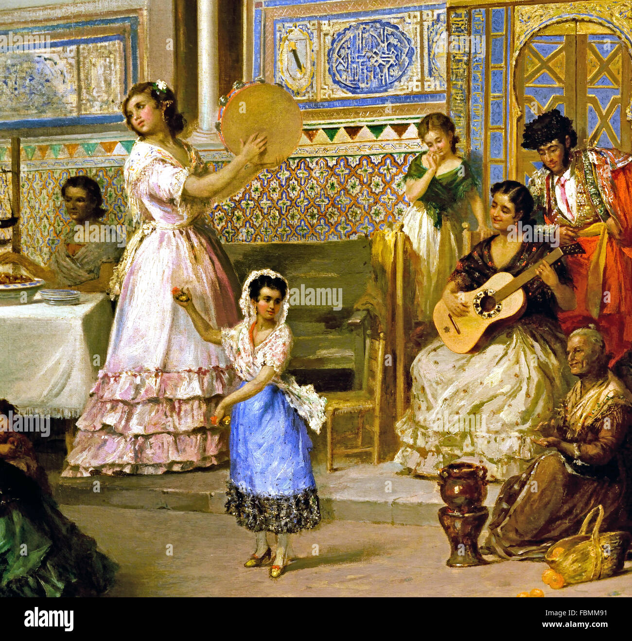 Genre-Szene an der Alcázar von Sevilla 1872 Manuel Wssel de Guimbarda spanischen Andalusien Stockfoto