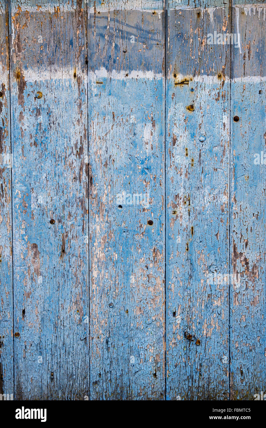 Alte bemalte hölzerne Tür Textur. Großbritannien Stockfoto