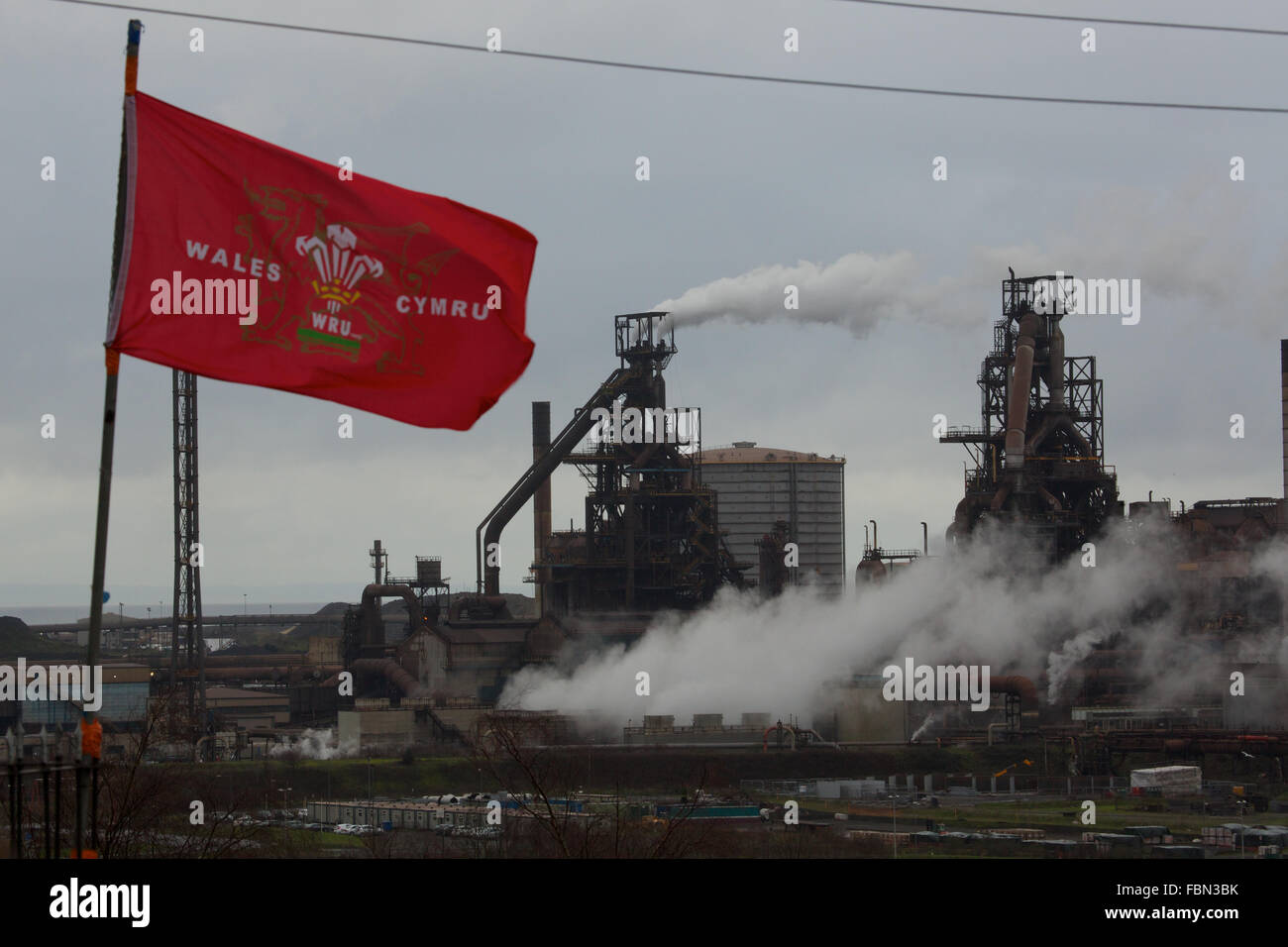 Tata Steel, Port Talbot, Wales, UK. 18. Januar 2016. Tata Steel kündigt 750 Entlassungen bei seinen Port Talbot Steel Works und eine zusätzliche 300 Arbeitsplätzen an anderer Stelle im Vereinigten Königreich. Bildnachweis: Haydn Denman/Alamy Live-Nachrichten Stockfoto