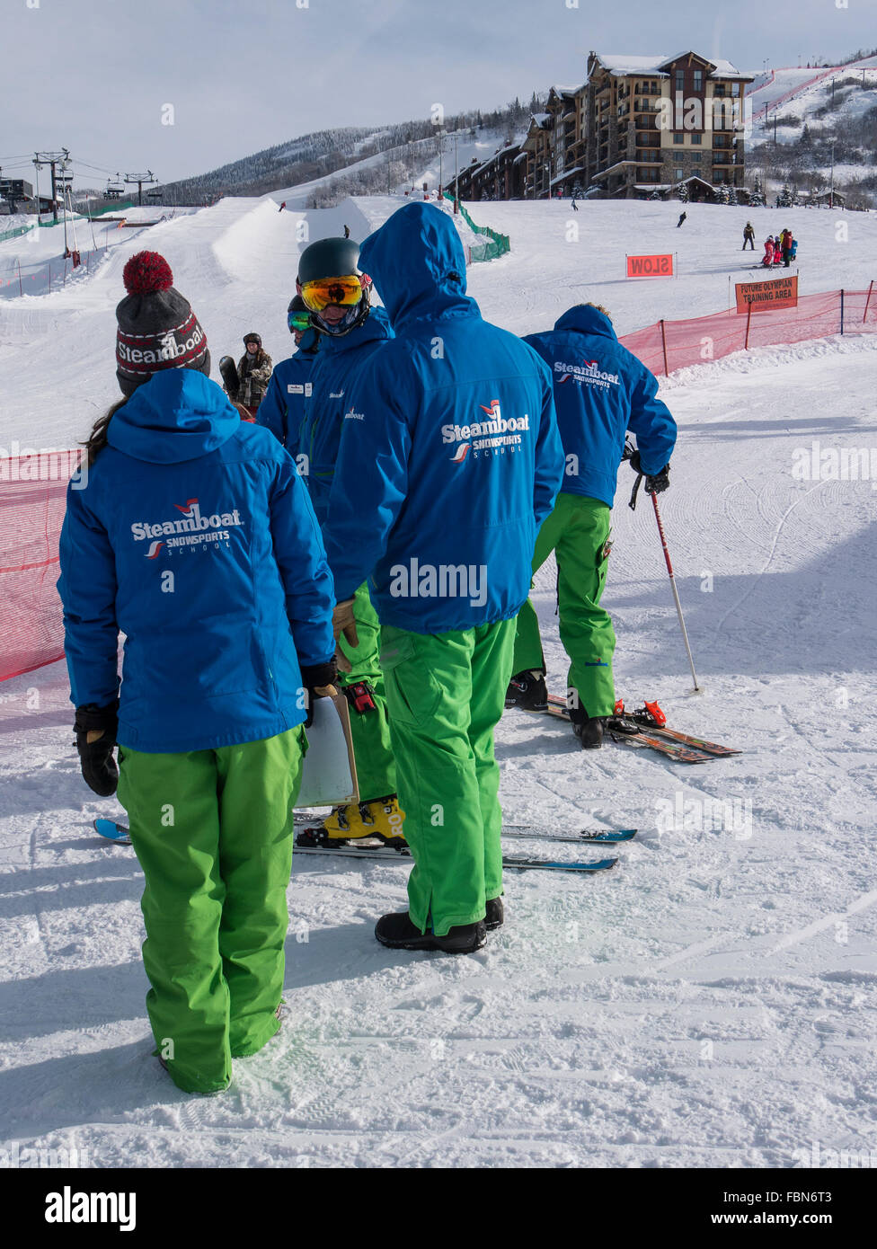 Steamboat Snowsports School Instruktoren, Steamboat Ski Resort, Steamboat Springs, Colorado. Stockfoto