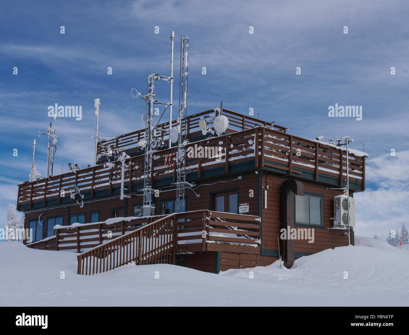Sturm-Peak-Labor für atmosphärische Wissenschaft, Desert Research Institute, Steamboat Ski Resort, Steamboat Springs, Colorado. Stockfoto