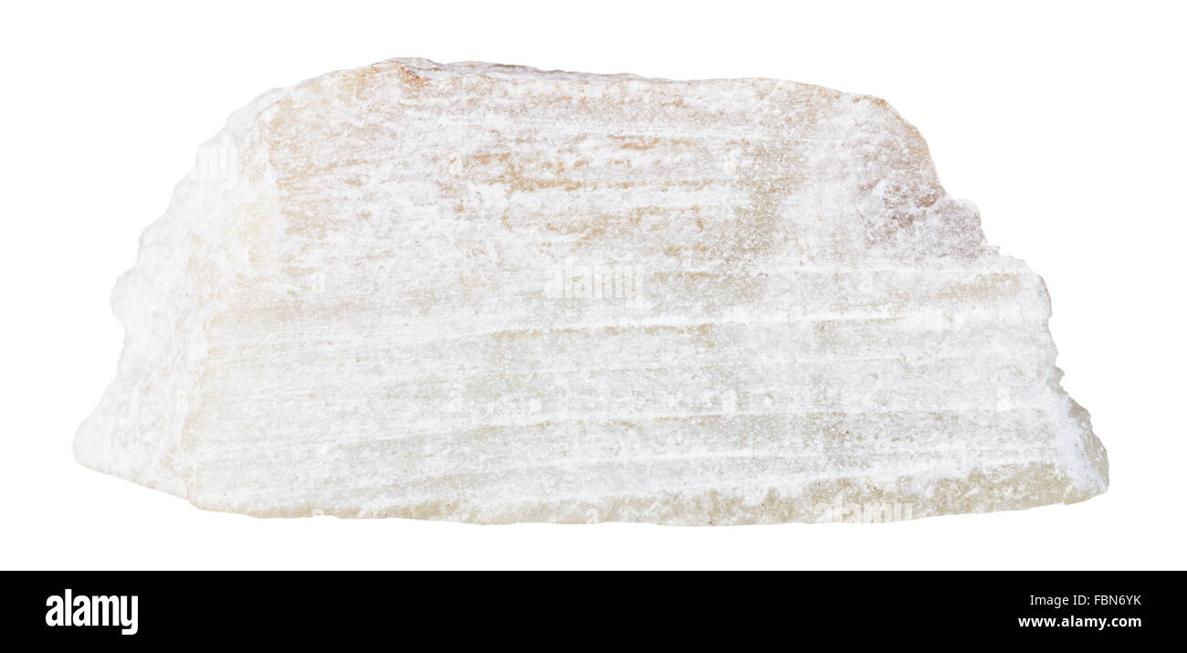 Makroaufnahmen Probe Naturstein - Talkum Mineral Stein isoliert auf weißem Hintergrund Stockfoto