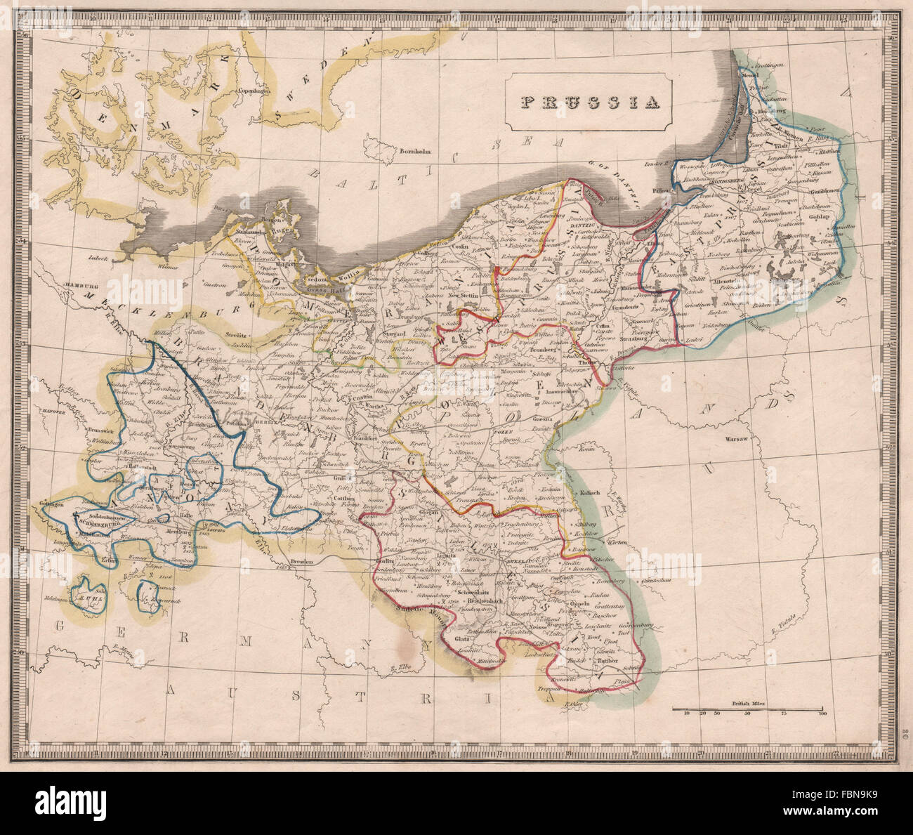 PREUßEN. Provinzen. Pommern-Sachsen-Schlesien-Brandenburg. JOHNSON, 1850-Karte Stockfoto