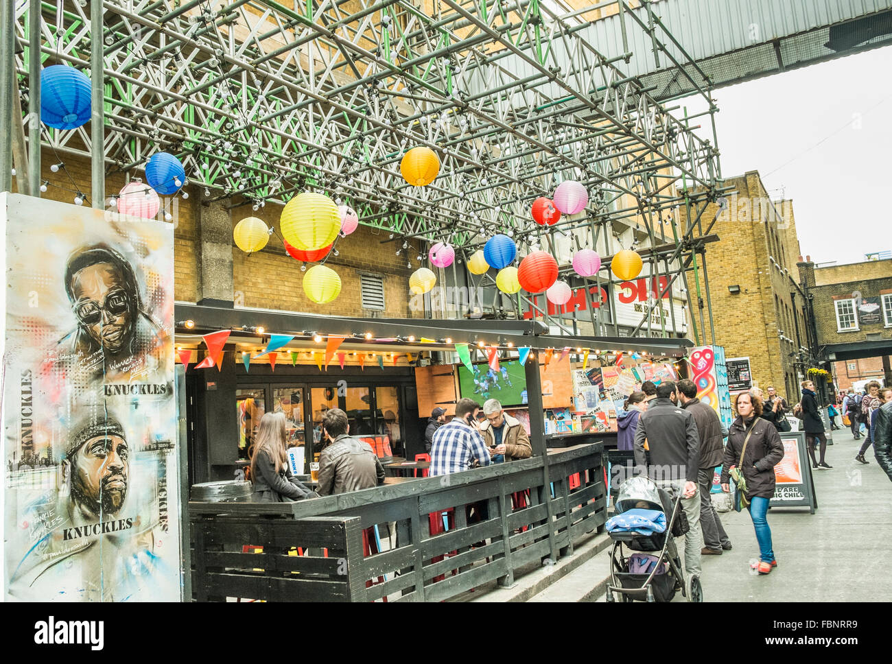 Straßenszene alte Truman Brauerei, Tower Hamlets, Ostende, London, england Stockfoto