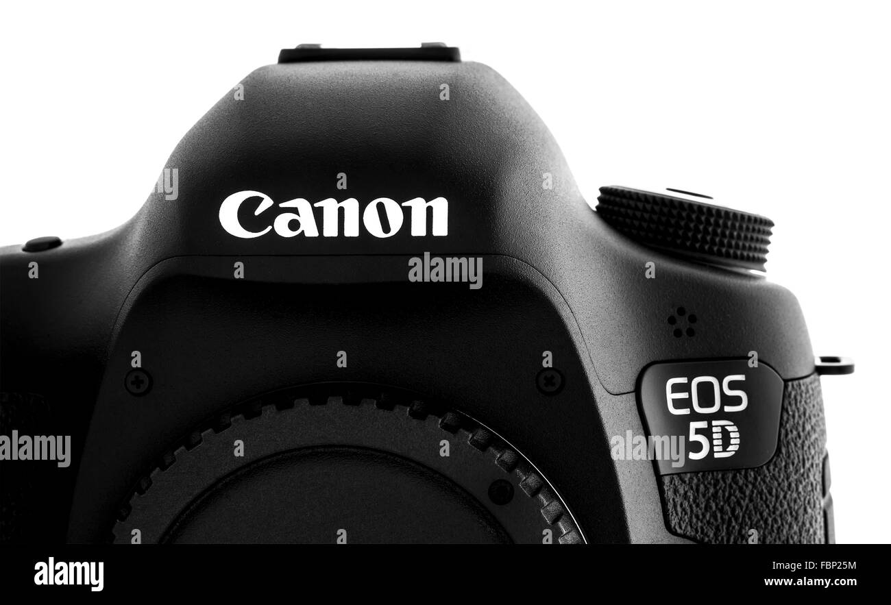 Canon 5D Mark III DSLR auf weißem Hintergrund Stockfoto