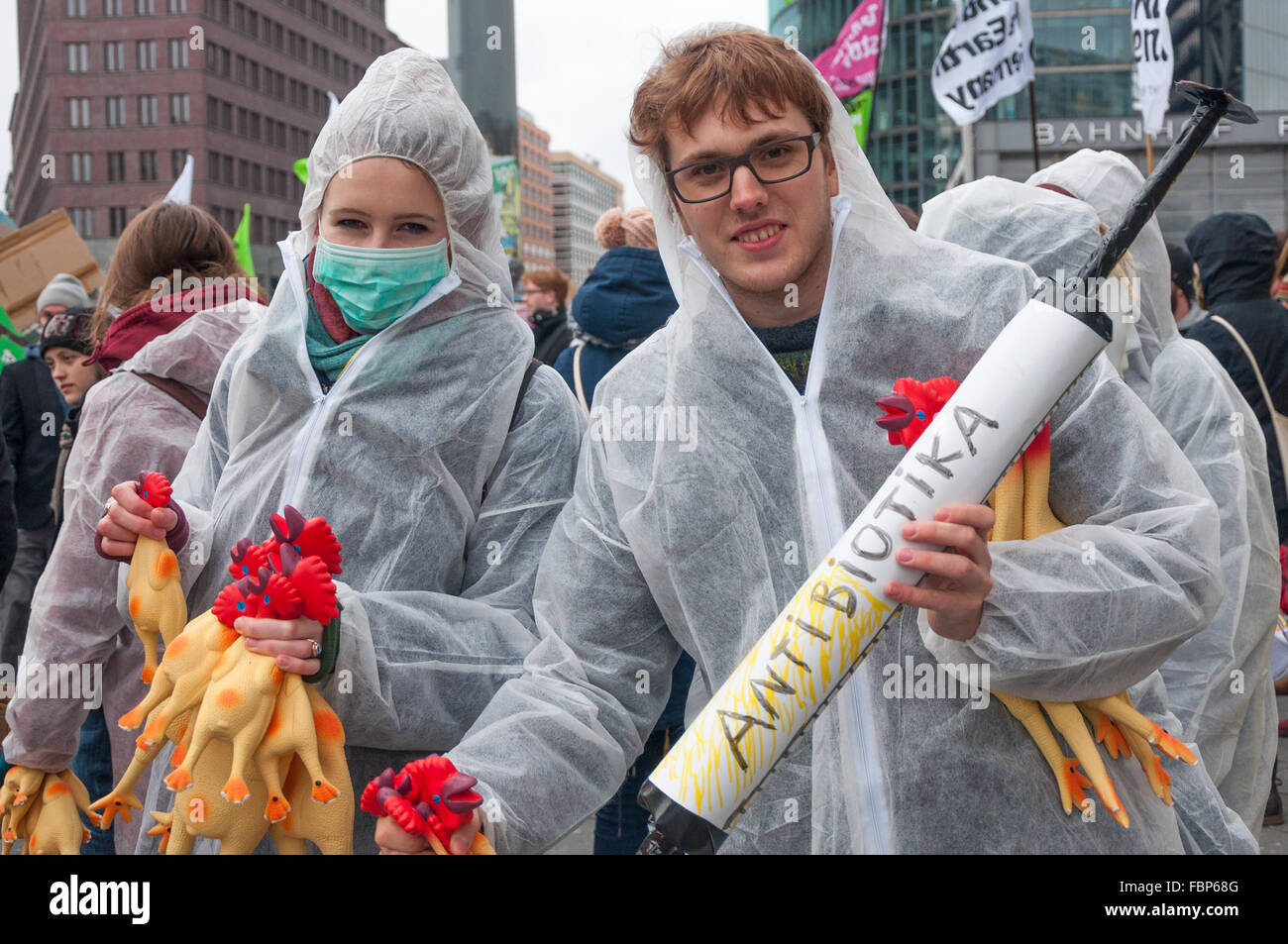 16. JANUAR 2016. Wir Haben Es Satt Umwelt Demonstration. Protest gegen die Globalisierung TTIP CETA industrielle Landwirtschaft Stockfoto