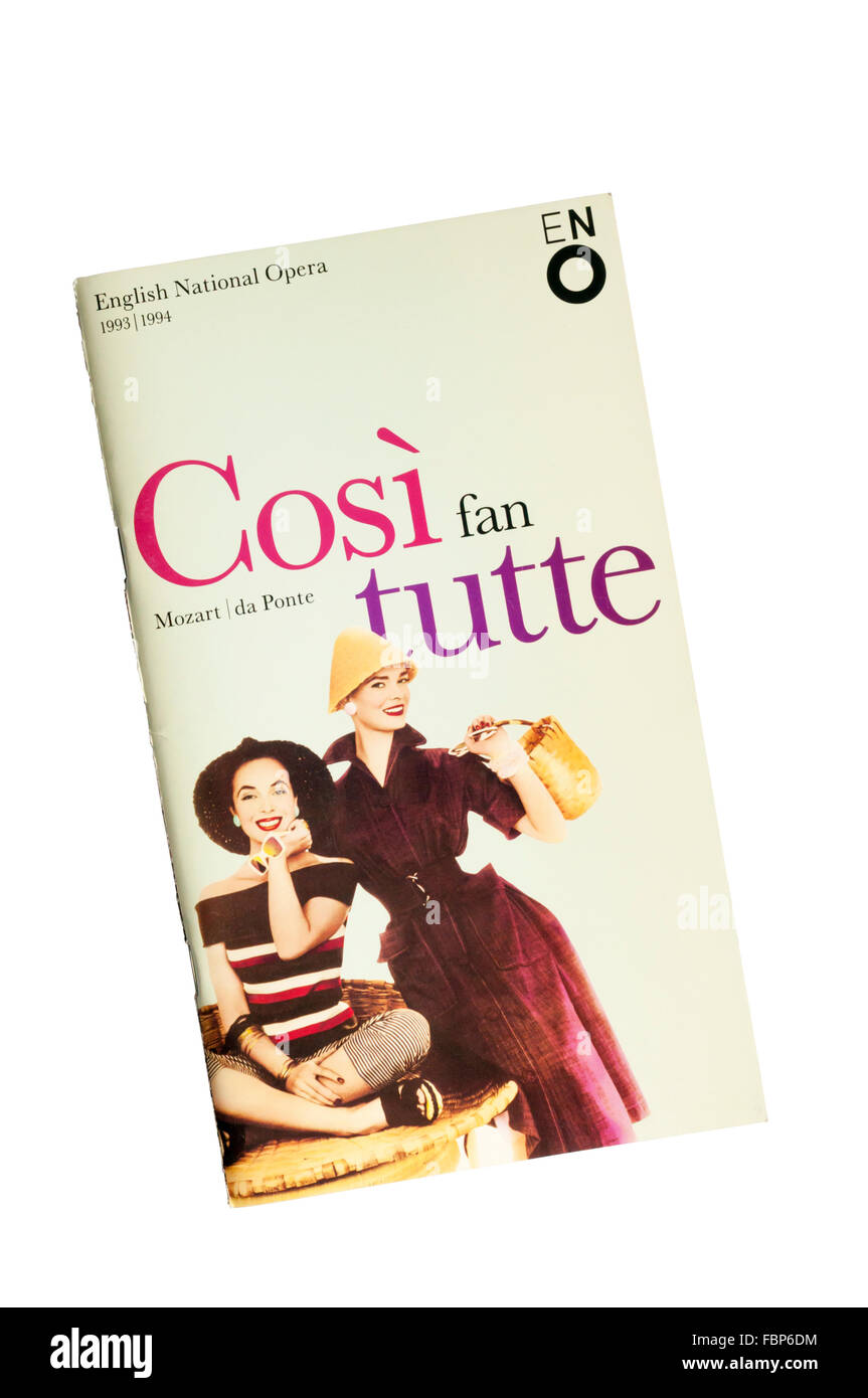 Programm für die 1994 English National Opera Produktion von Cosi Fan Tutte von Mozart im The London Coliseum. Stockfoto