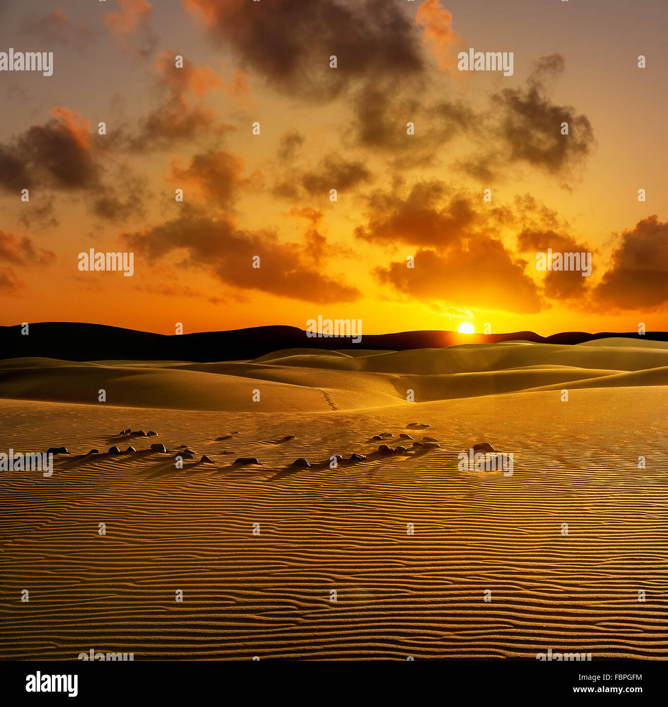 Dünen bei Sonnenuntergang. Maspalomas, Gran Canaria, Spanien Stockfoto