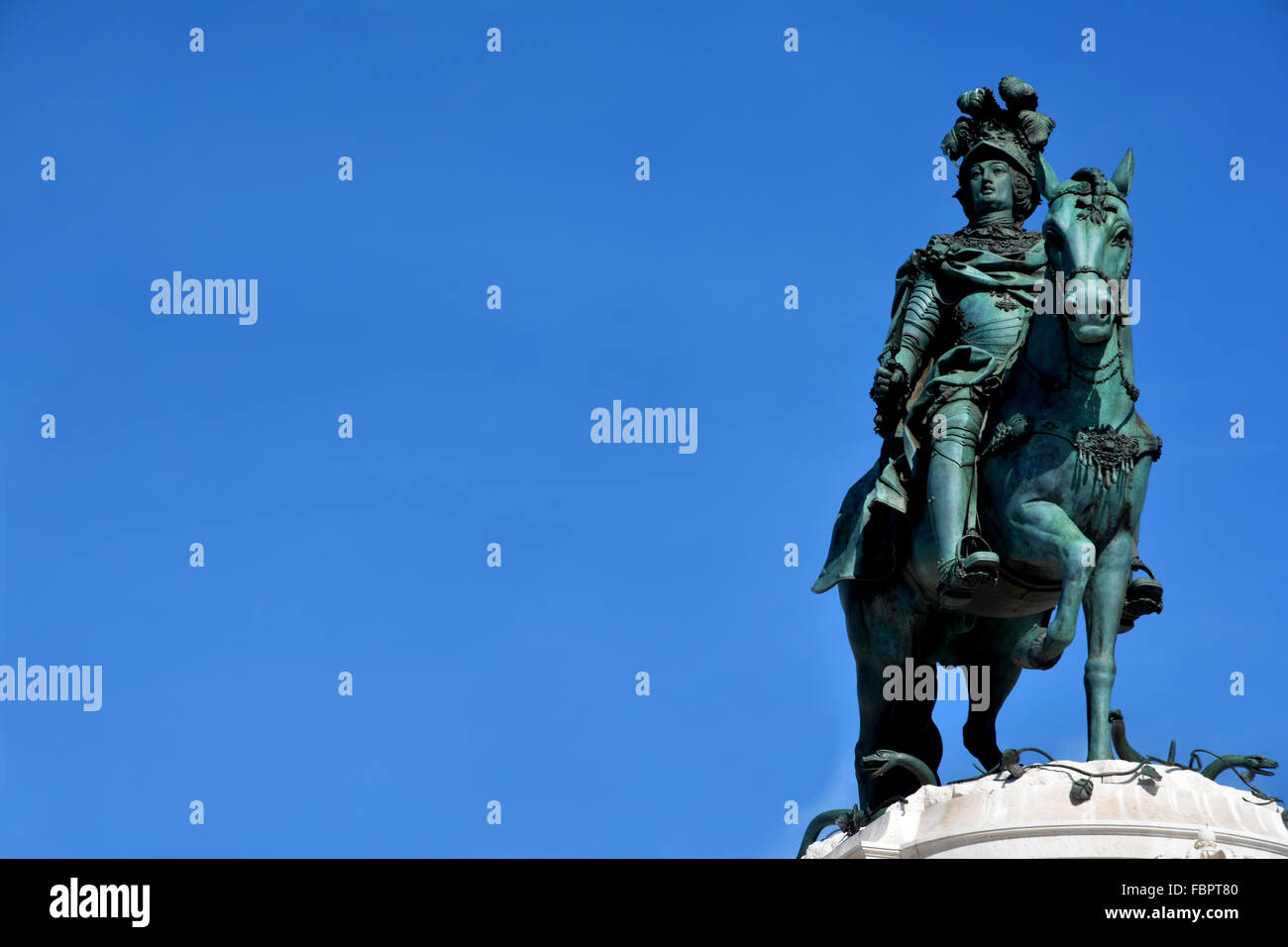 König José ich bronze-Statue auf dem legendären Commerce-Platz im Zentrum von Lissabon sehr Stockfoto